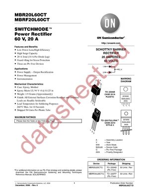 MBR20L60CTG datasheet  